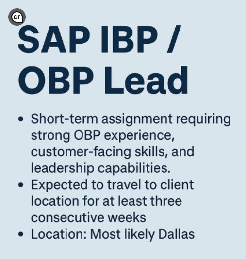 SAP IBP OBP Lead